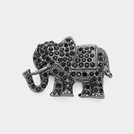 Pave Glass Crystal Elephant Pin Brooch