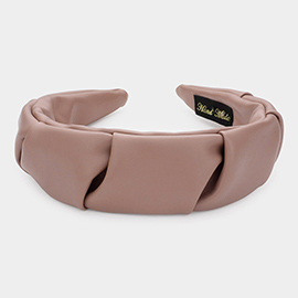 Pleated Solid Faux Leather Headband