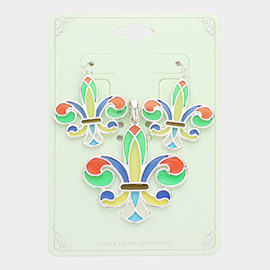 Colorful Fleur de Lis Pendant Set