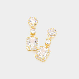 CZ Multi Stone Link Dangle Evening Earrings