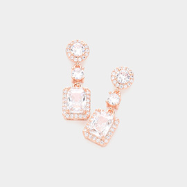 CZ Multi Stone Link Dangle Evening Earrings