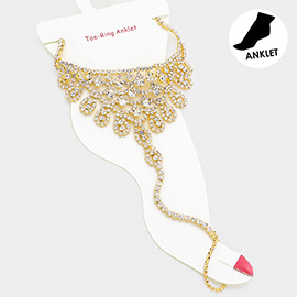 Rhinestone Net Toe Ring Evening Anklet