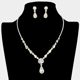 Teardrop Stone Cluster Rhinestone Necklace