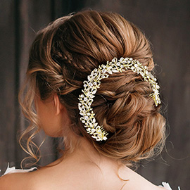 Stone Embellished Leaf Cluster Vine Wrap Hair Comb