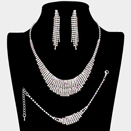 3PCS - Rhinestone Pave Necklace Jewelry Set