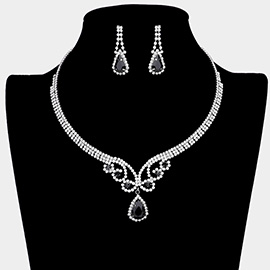 Teardrop  Accented Rhinestone Necklace