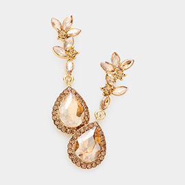 Marquise Stone Cluster Teardrop Link Dangle Evening Earrings