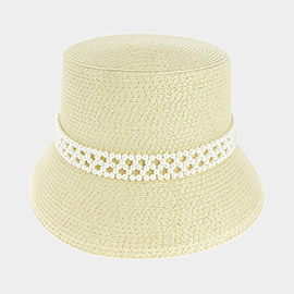 Pearl Pointed Straw Bucket Sun Hat