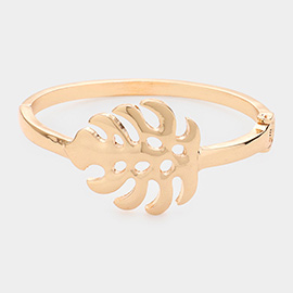 Metal Tropical Leaf Hinged Bracelet