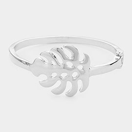 Metal Tropical Leaf Hinged Bracelet