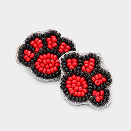 Felt Back Seed Beaded Paw Stud Earrings