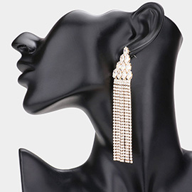 Marquise Stone Pointed Rhinestone Fringe Dangle Evening Earrings