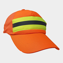 Stripe Pointed Neon Baseball Cap