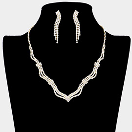 Wavy Rhinestone Pave Necklace