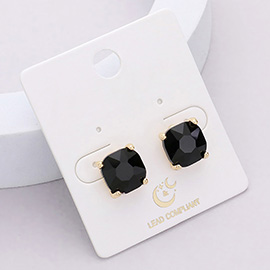 Cushion Square Stone Stud Evening Earrings