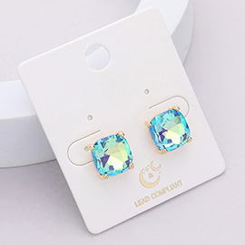 Cushion Square Stone Stud Evening Earrings