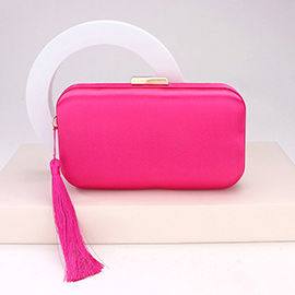 Tassel Pointed Solid Clutch / Crossbody Bag