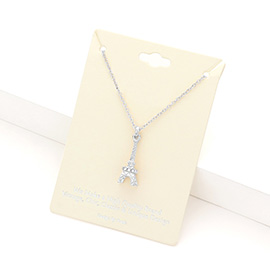 Rhinestone Embellished Eiffel Tower Pendant Necklace