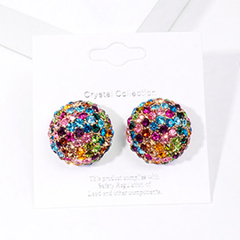 Rhinestone Embellished Dome Stud Evening Earrings