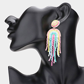 Colorful Beaded Fringed Dangle Earrings