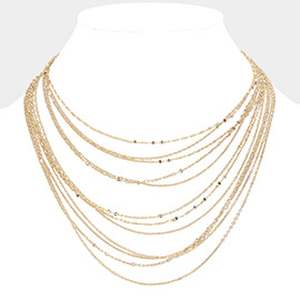 Metal Chain Multi Layered Bib Necklace