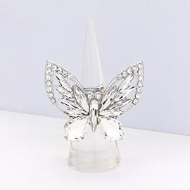 Multi Stone Embellished Butterfly Stretch Ring