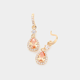 CZ Teardrop Dangle Evening Earrings