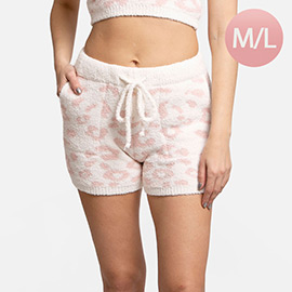 Leopard Patterned Side Pockets String Shorts