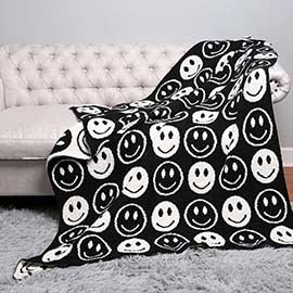 Smile Patterned Reversible Throw Blanket