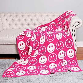 Smile Patterned Reversible Throw Blanket