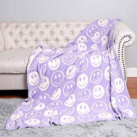 Smile Patterned Reversible Throw Blanket