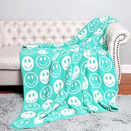 Smile Patterned Reversible Throw Blanket