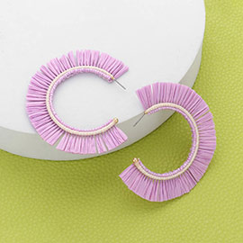 Raffia Trimmed Hoop Earrings