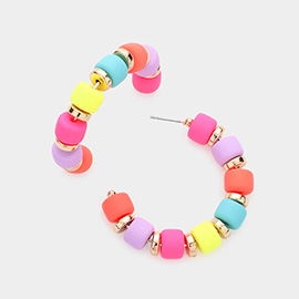 Colored Beaded 1.75 Inch Hoop Earrings