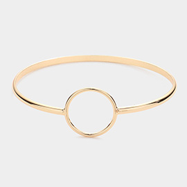 Open Metal Circle Accented Bangle Bracelet