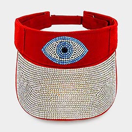 Bling Evil Eye Accented Visor Hat