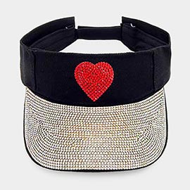 Bling Heart Accented Visor Hat