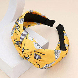 Honey Bee Patterned Knot Burnout Headband