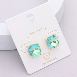 Cushion Square Stone Stud Evening Earrings