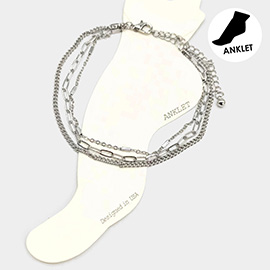 Triple Layered Metal Chain Anklet