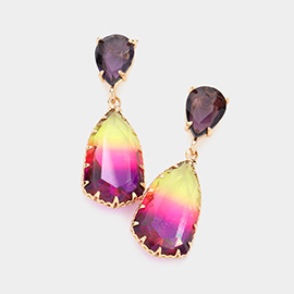 Teardrop Ombre Stone Link Dangle Evening Earrings