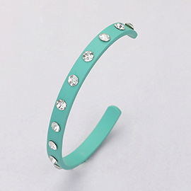 Round Stone Embellished Colored Cuff Bracelet