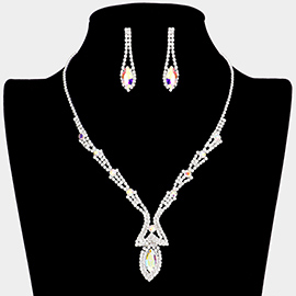 Marquise Stone Accented Rhinestone Necklace