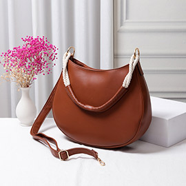 Solid Faux Leather Shoulder / Crossbody Bag