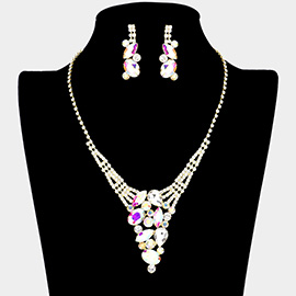 Multi Stone Cluster Rhinestone Necklace