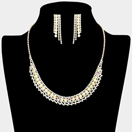 Bubble Stone Detailed Rhinestone Necklace