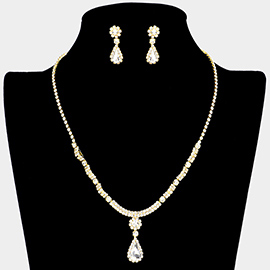 Teardrop Stone Pointed Rhinestone Necklace