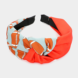 Football Patterned Knot Burnout Headband