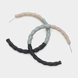 Raffia Wrapped Wavy Hoop Earrings