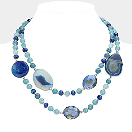 Geometric Bead Accented Double Layered Necklace